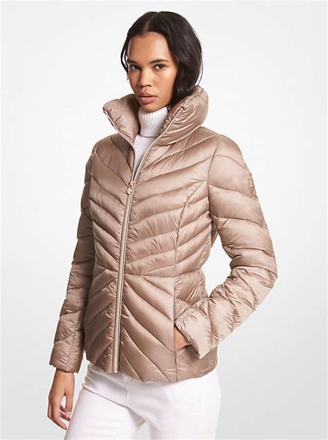 quilted nylon packable down jacket michael kors|Michael Kors lightweight puffer jacket.